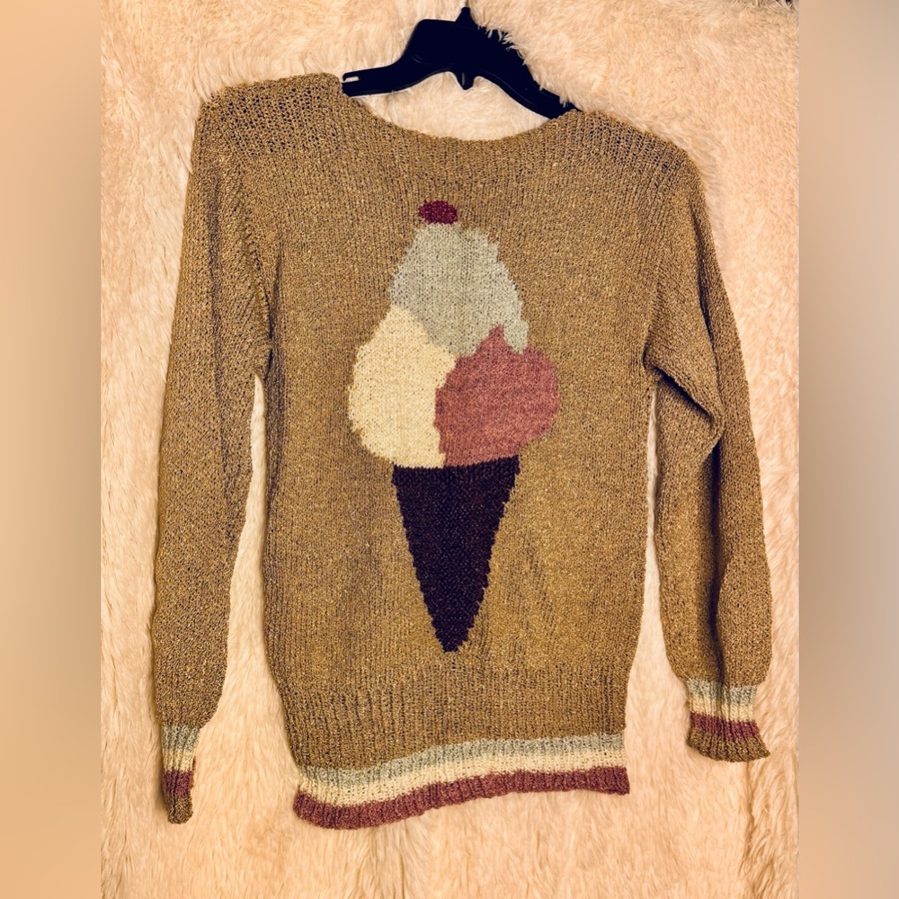 Whimsical Ice Cream Cone Knit Sweater